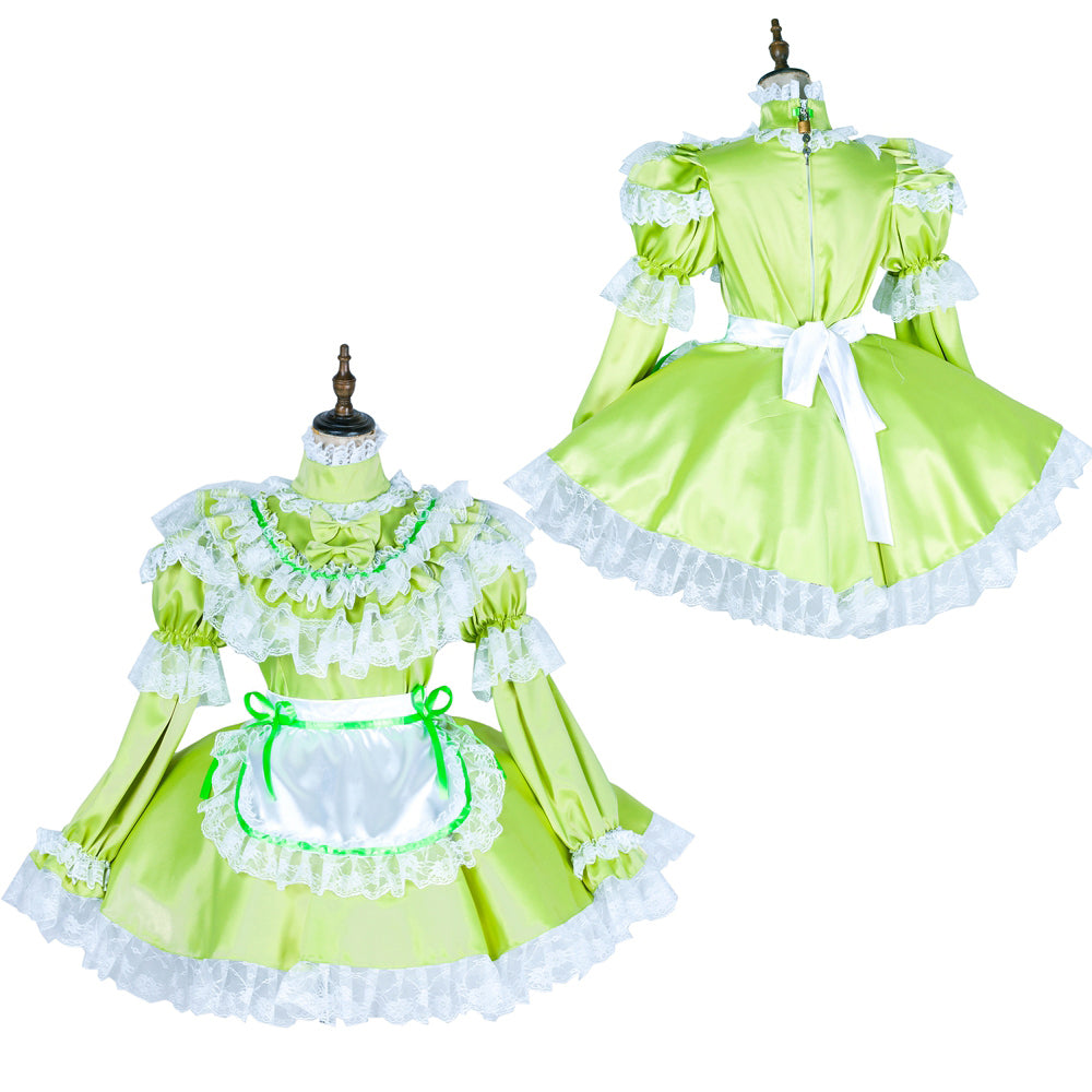 green satin dress G1799