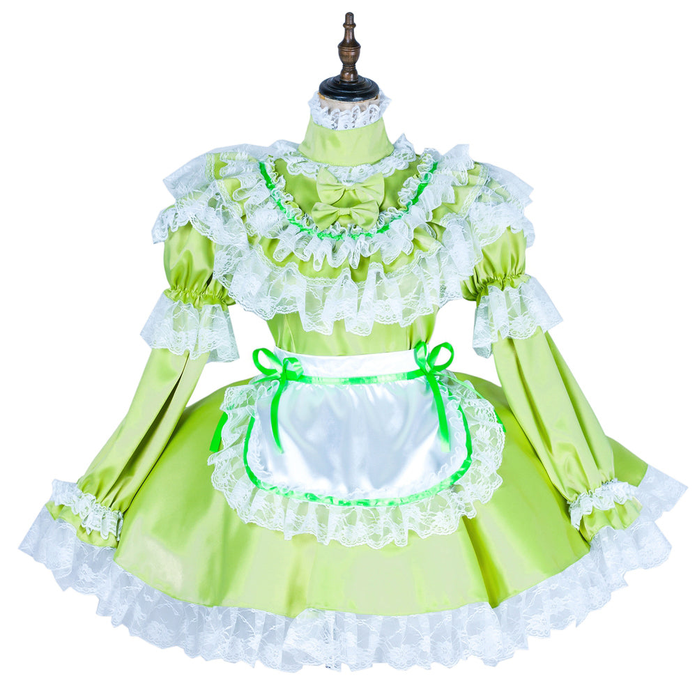green satin dress G1799