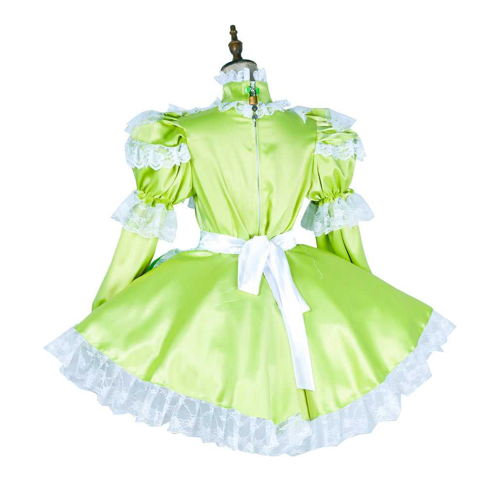 green satin dress G1799