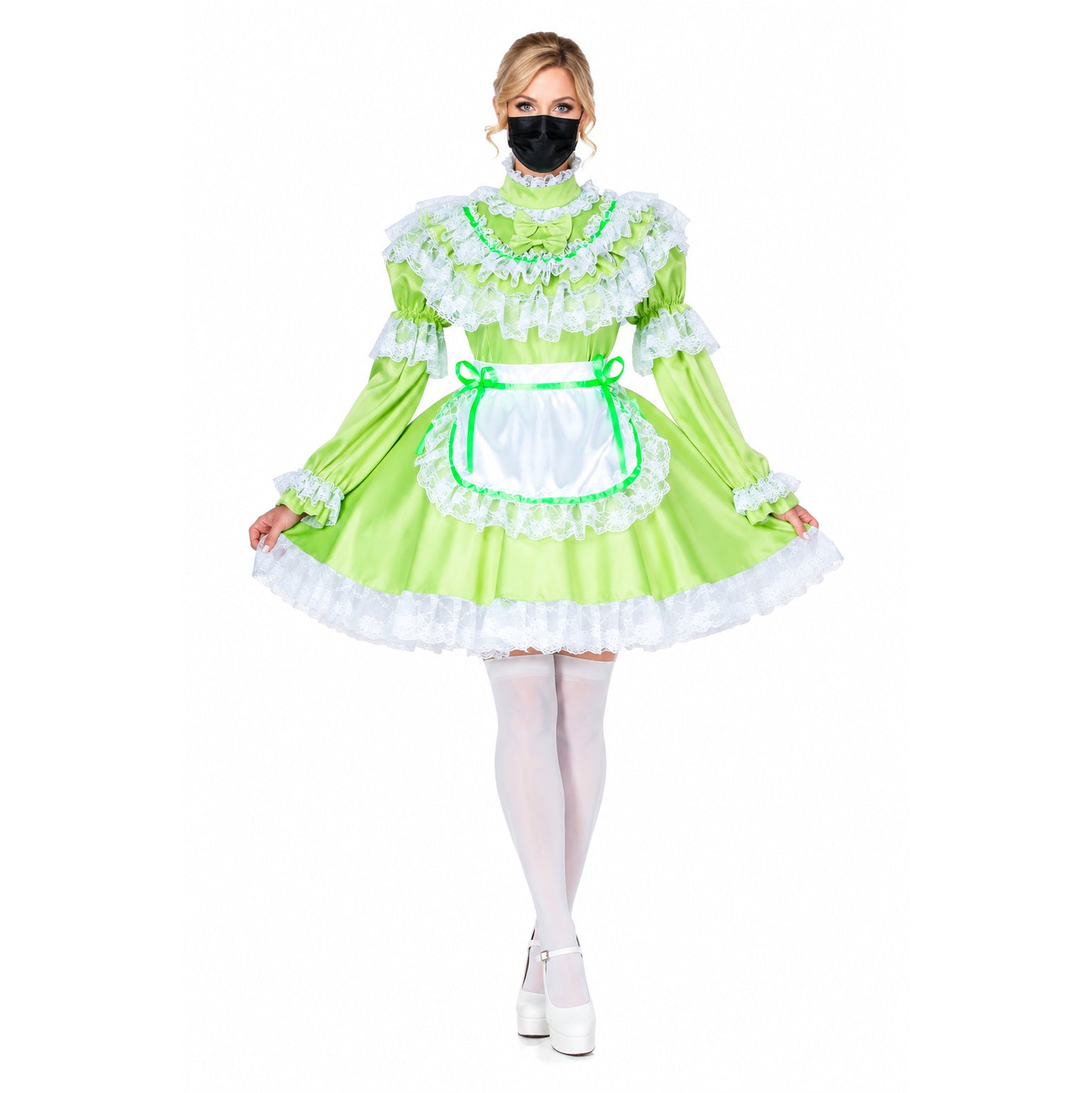 green satin dress G1799
