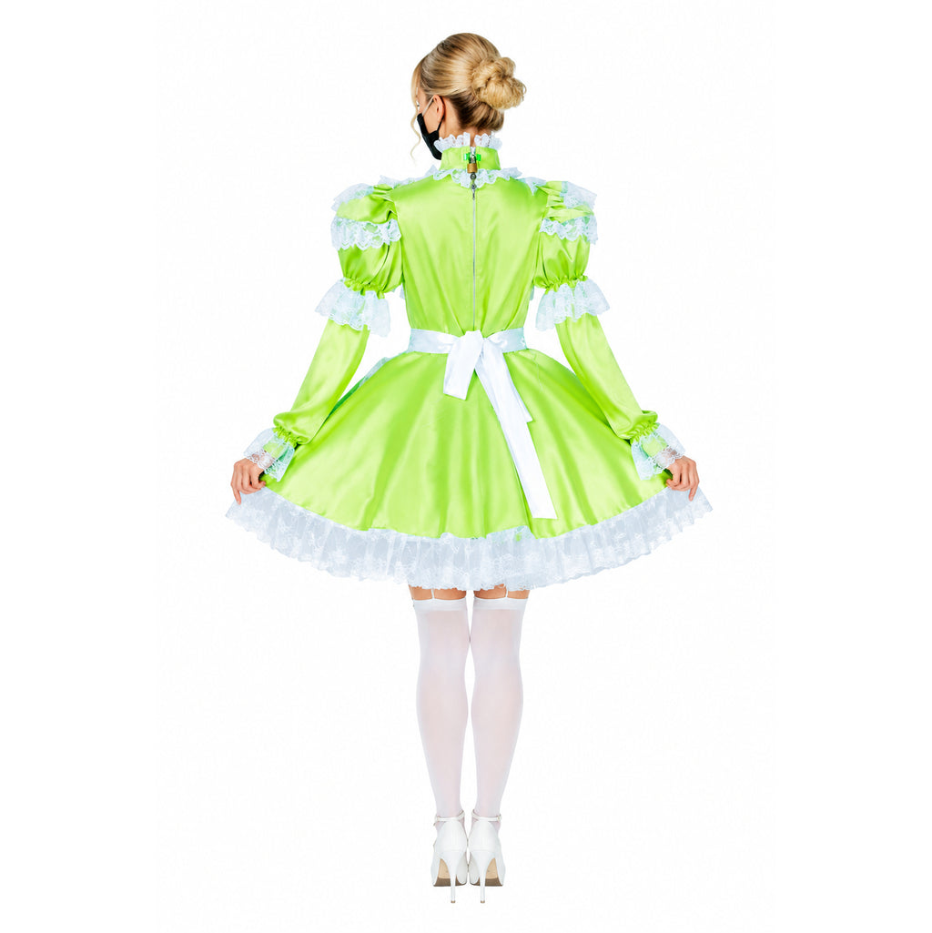 green satin dress G1799