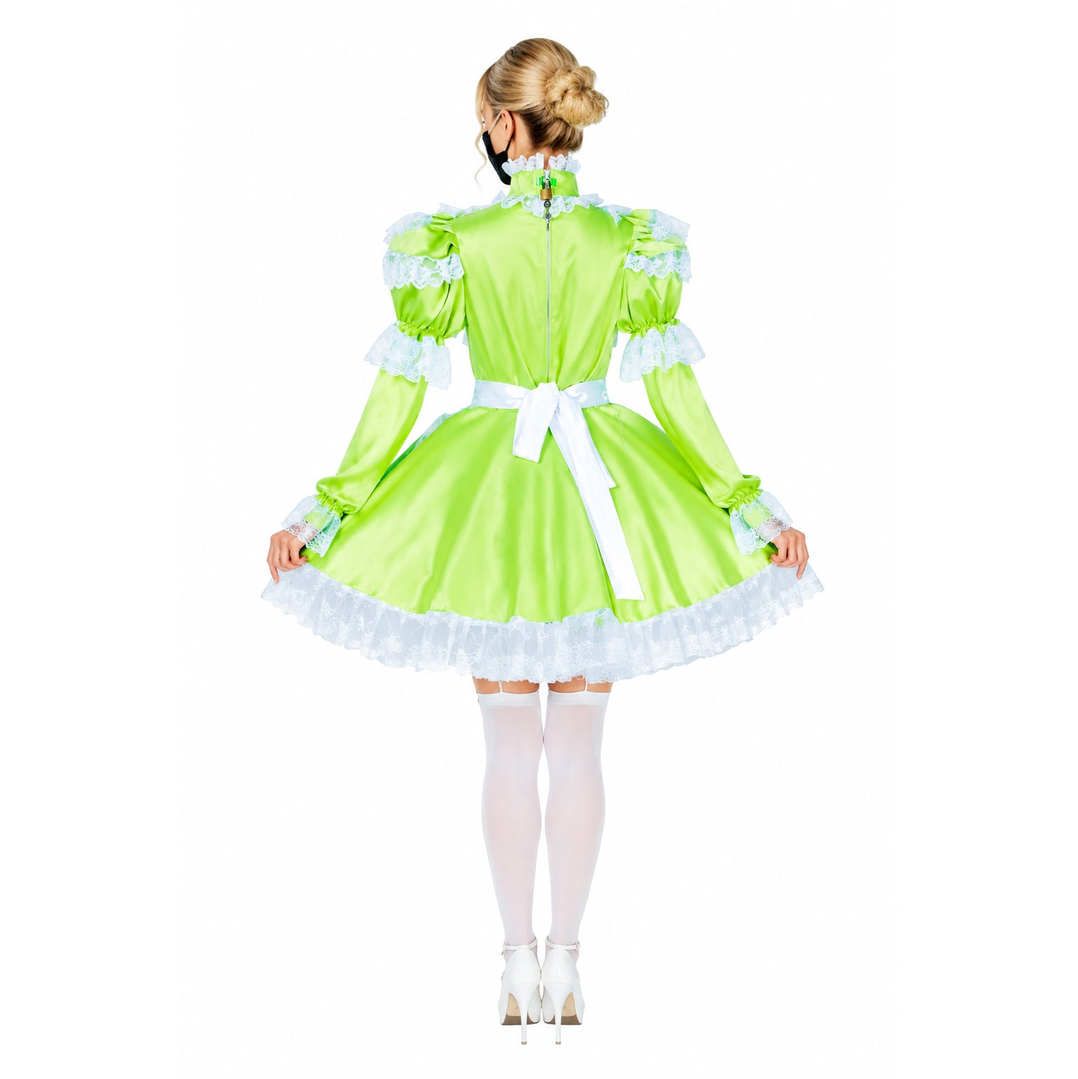 green satin dress G1799