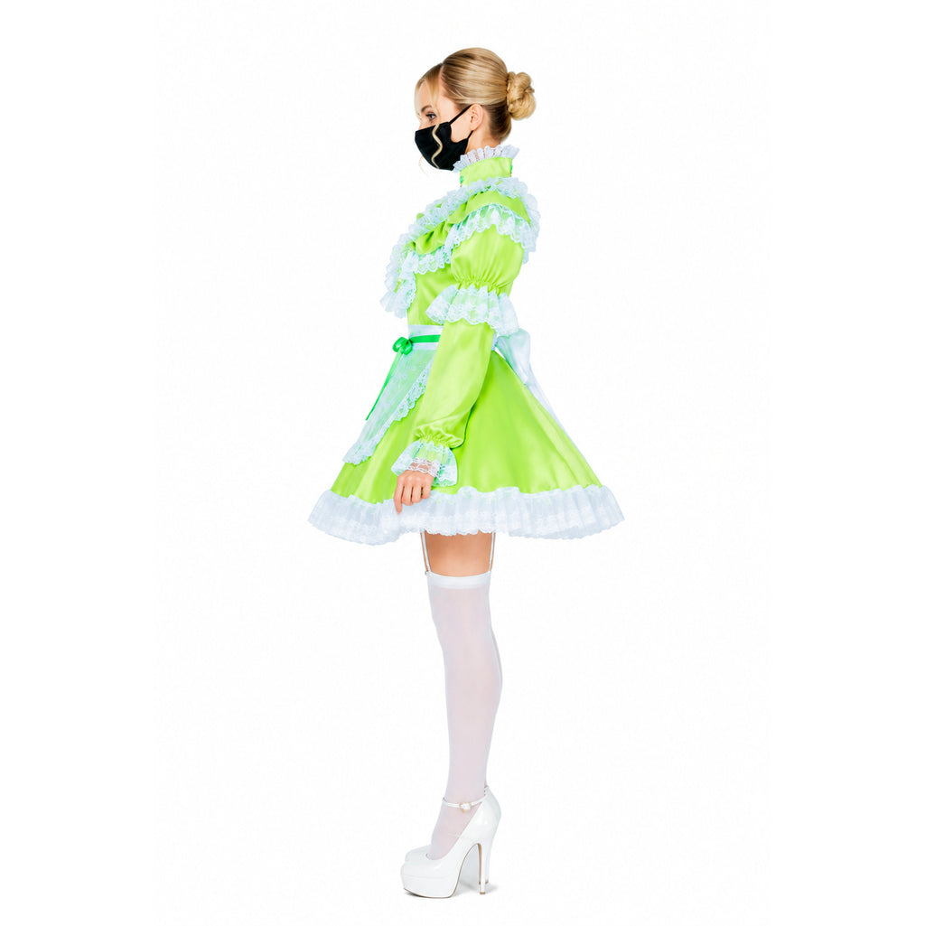 green satin dress G1799