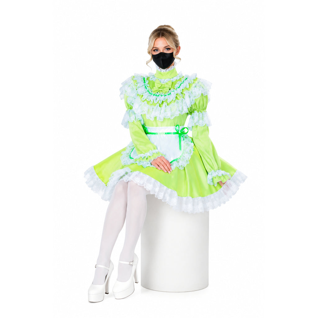 green satin dress G1799