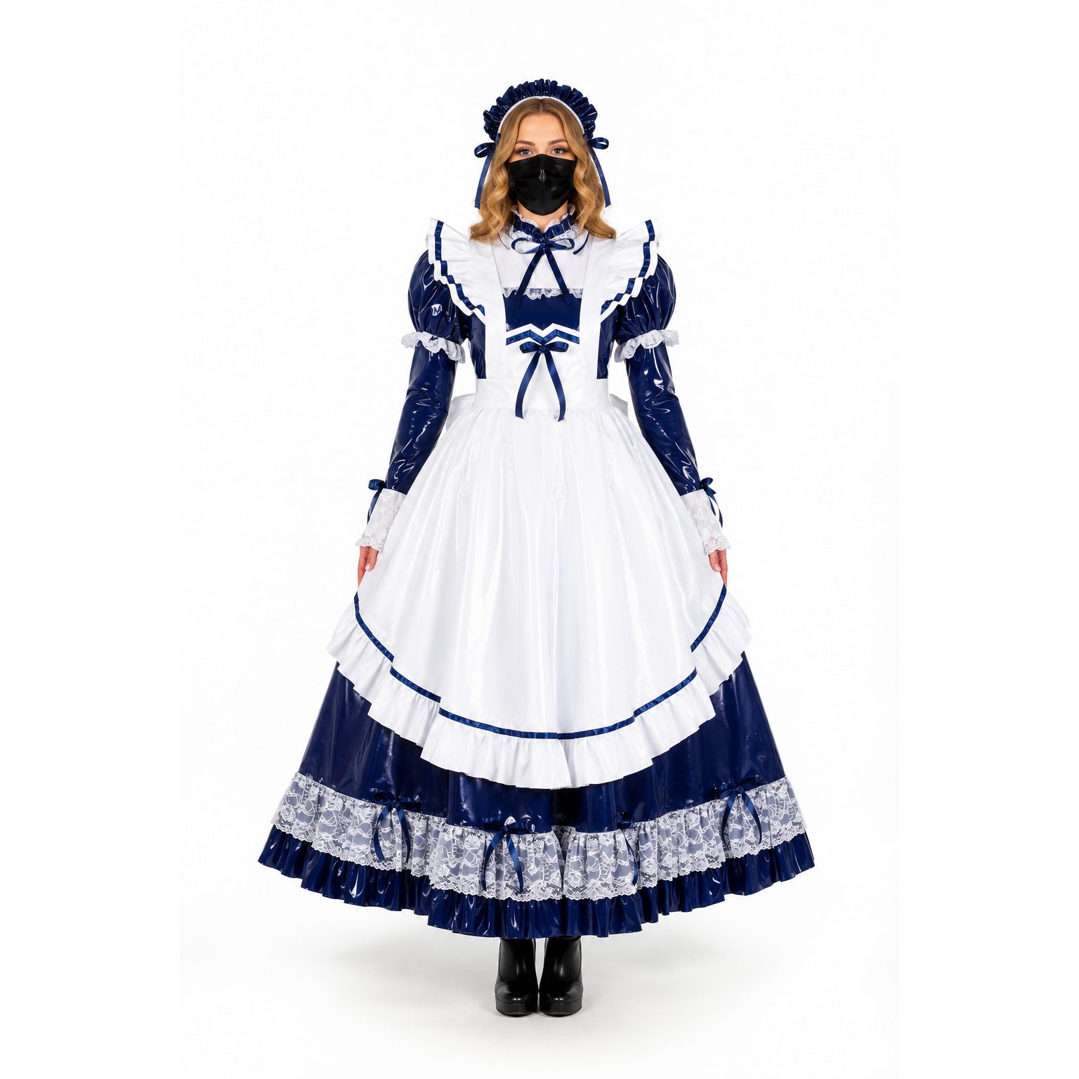 Navy blue thin pvc dress G1803