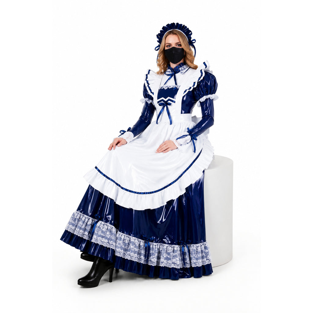 Navy blue thin pvc dress G1803