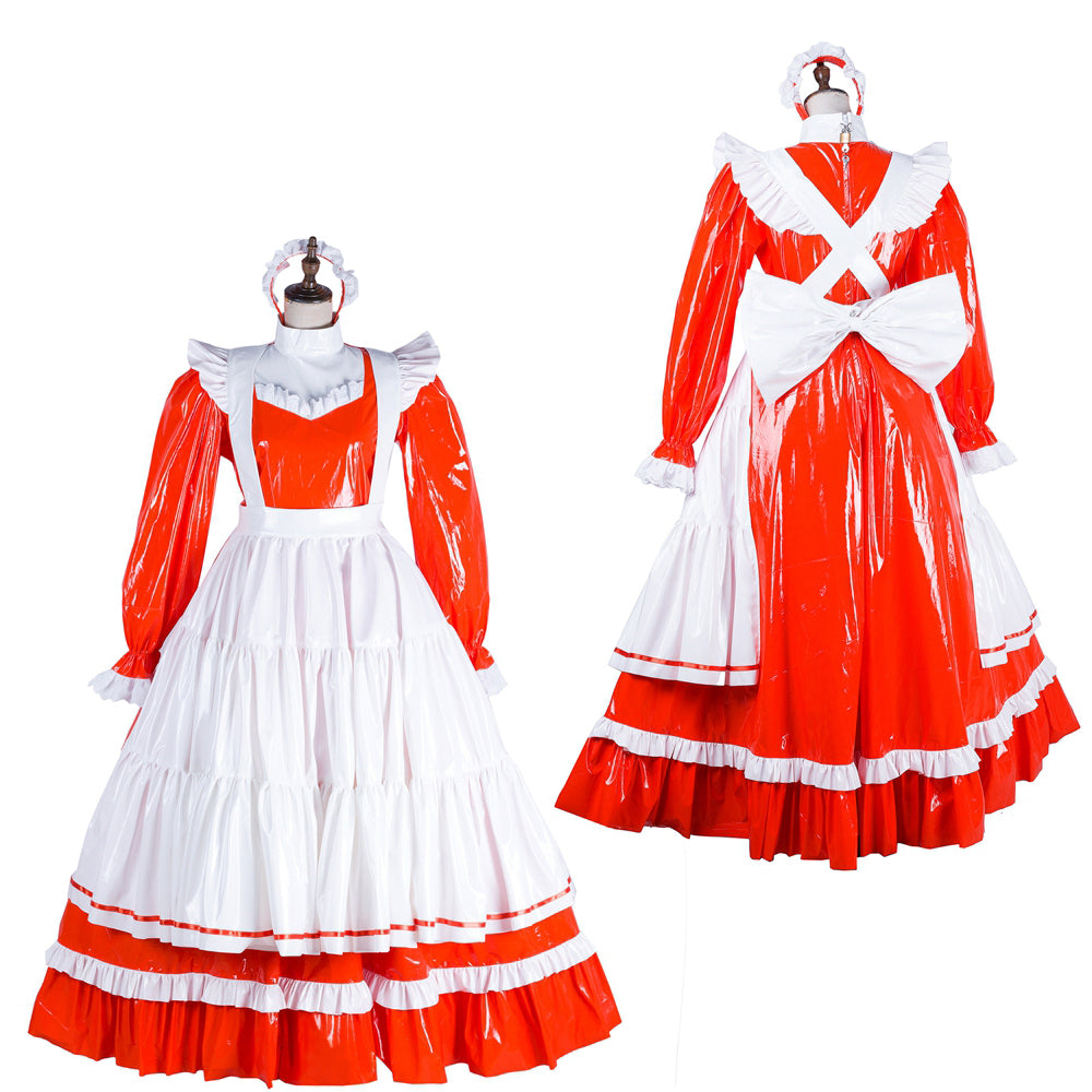 red thin pvc dress G1804