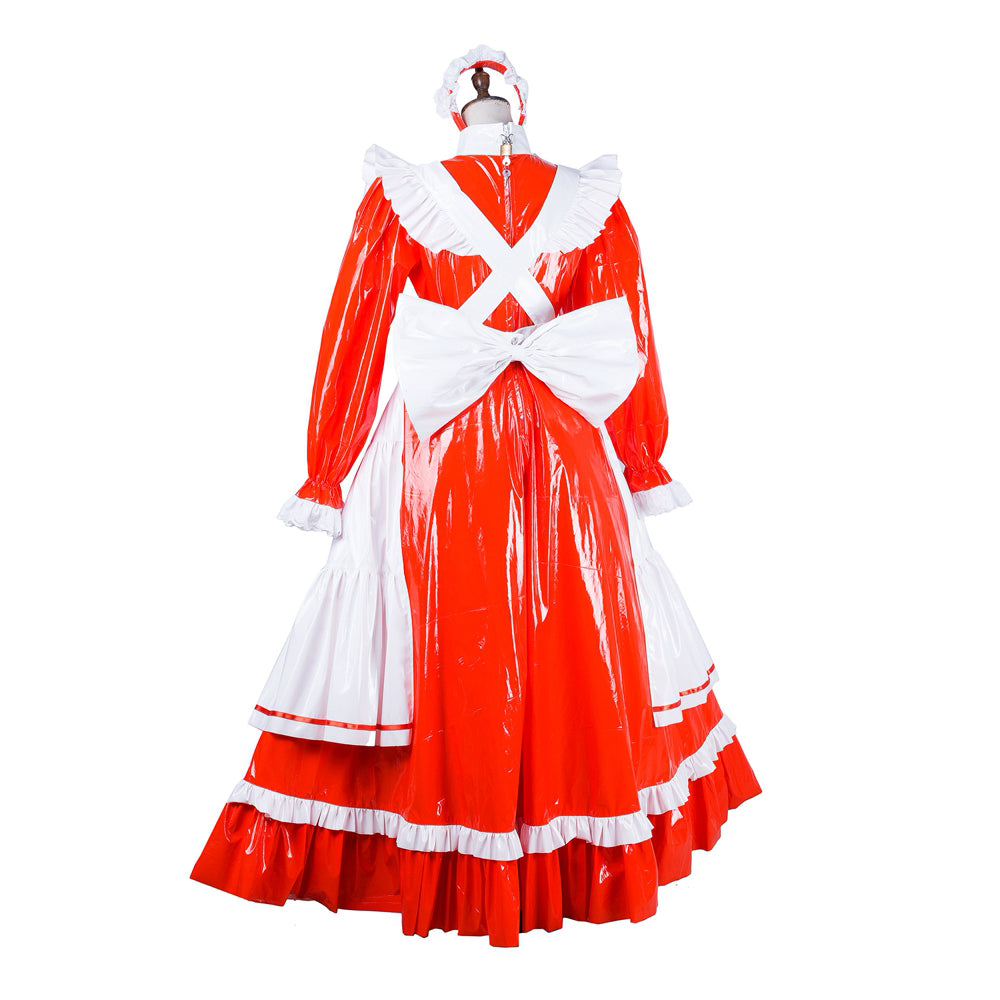 red thin pvc dress G1804
