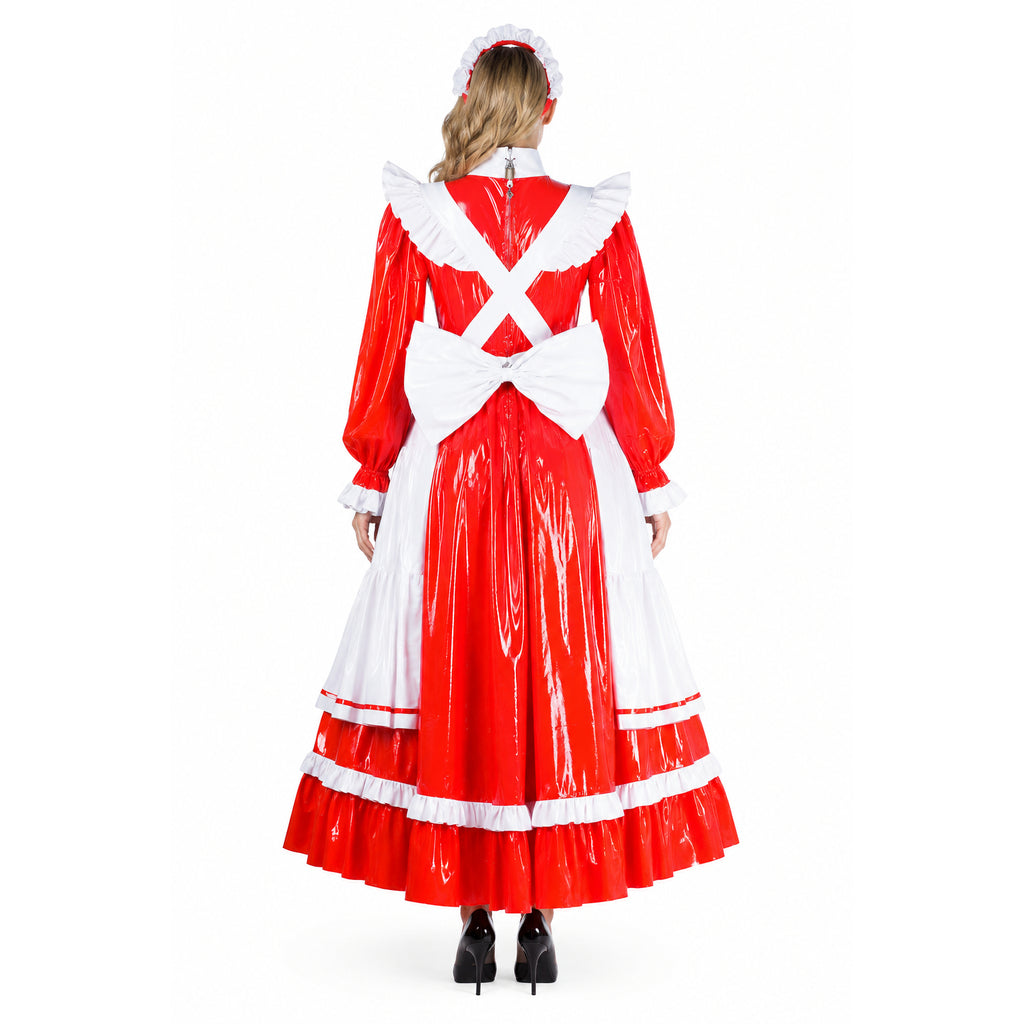 red thin pvc dress G1804