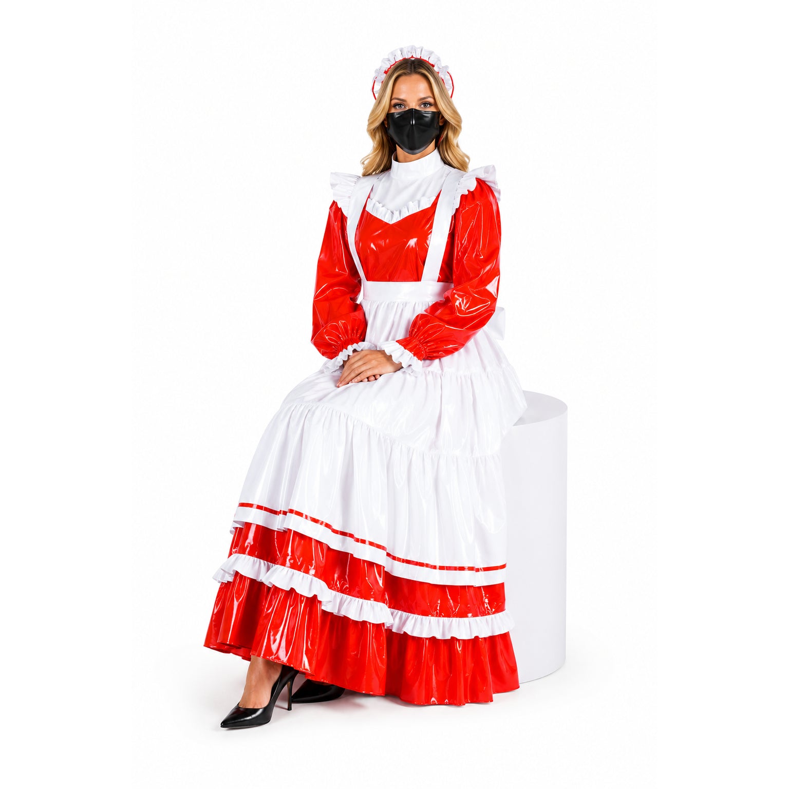 red thin pvc dress G1804