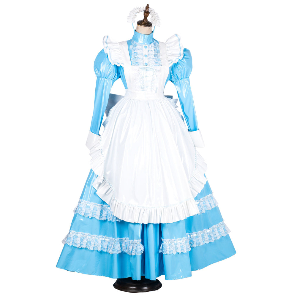baby blue thin pvc dress G1805