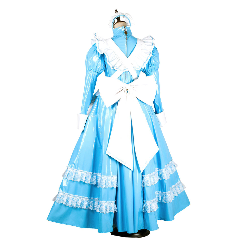 baby blue thin pvc dress G1805