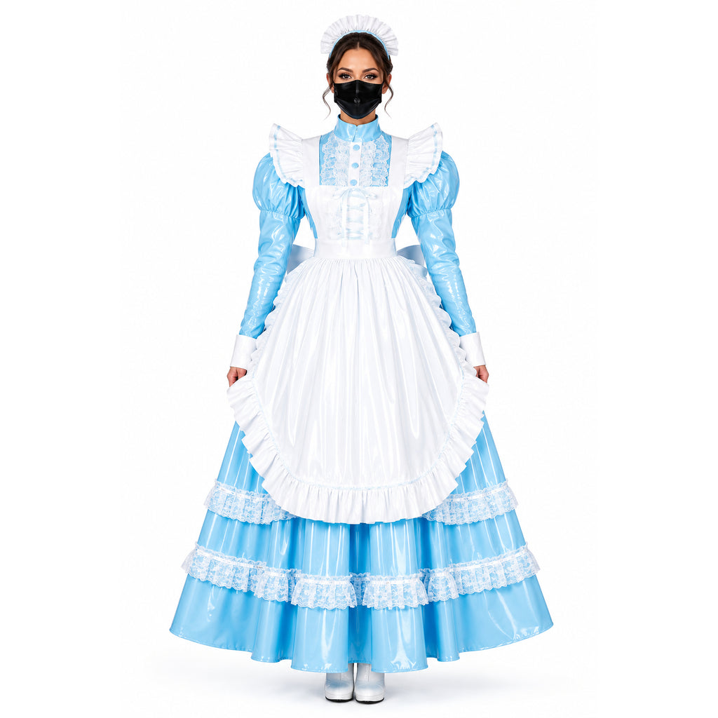baby blue thin pvc dress G1805