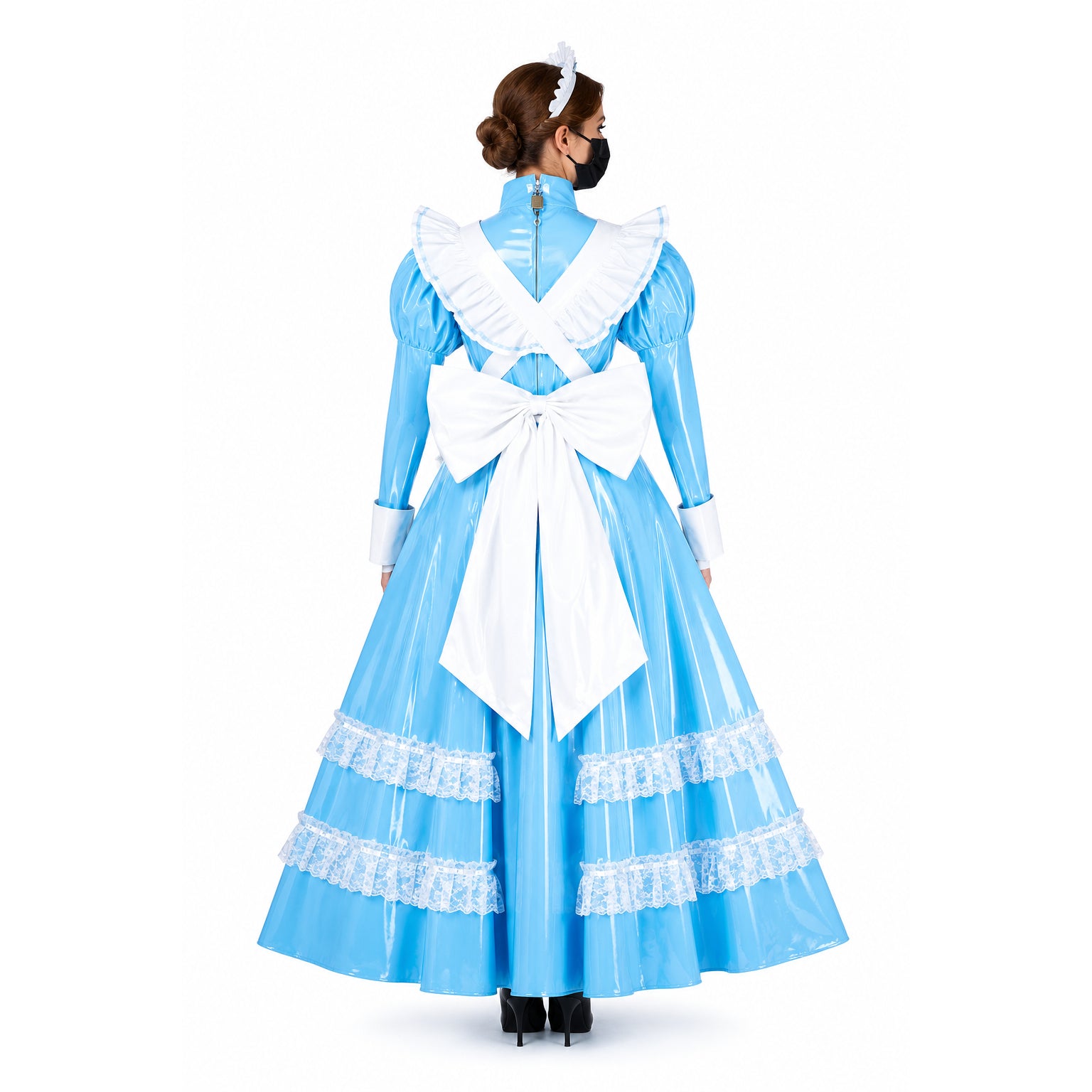 baby blue thin pvc dress G1805