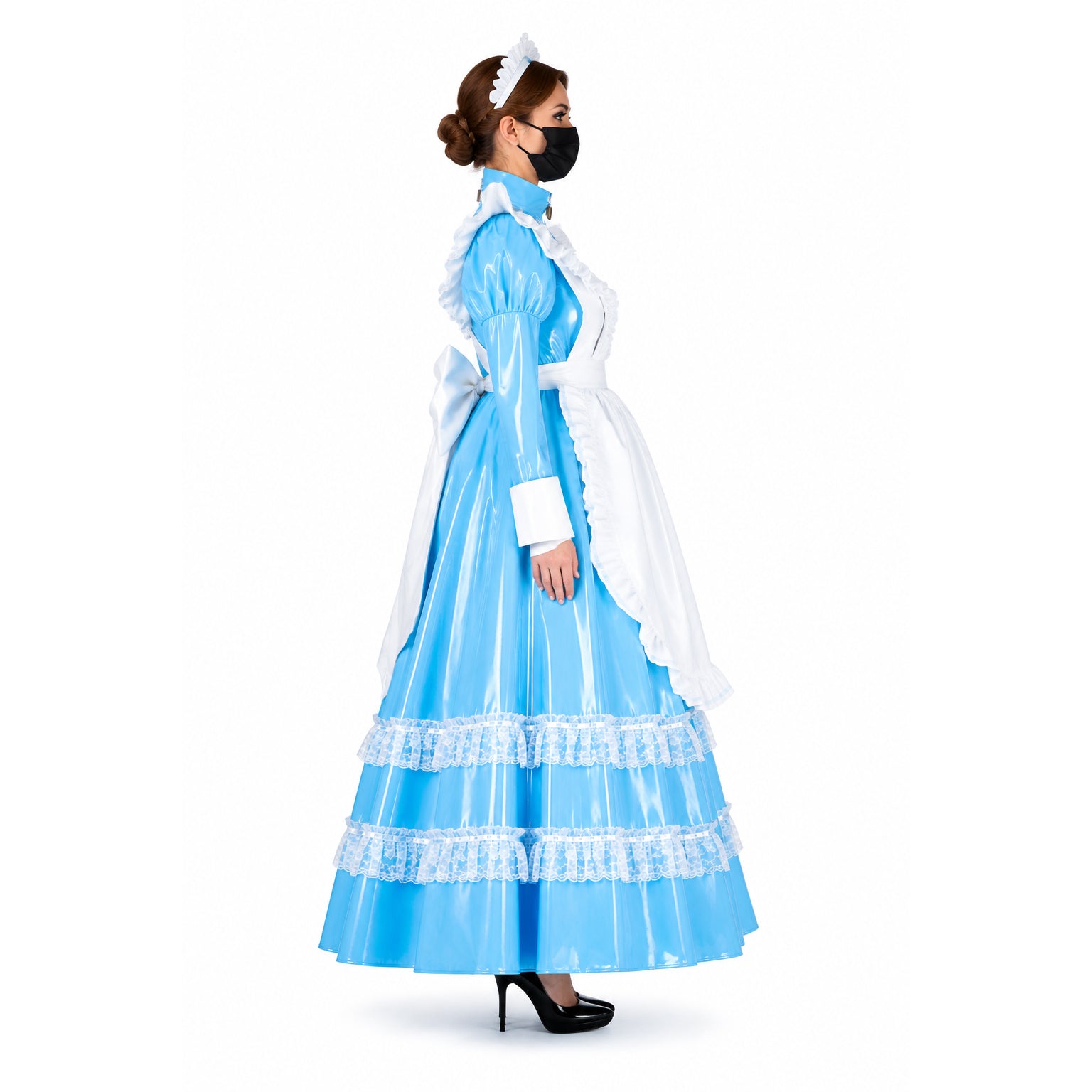 baby blue thin pvc dress G1805