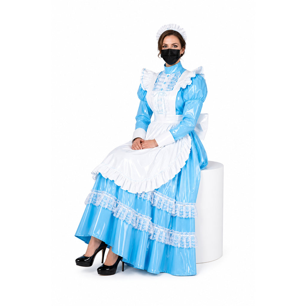 baby blue thin pvc dress G1805