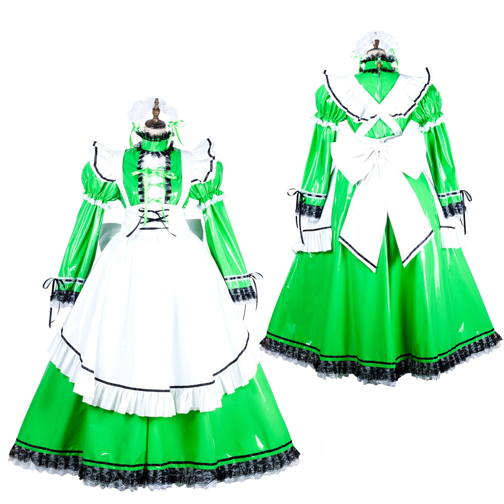 green thin pvc dress G1806