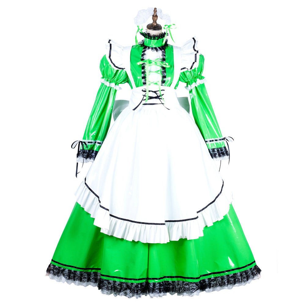 green thin pvc dress G1806