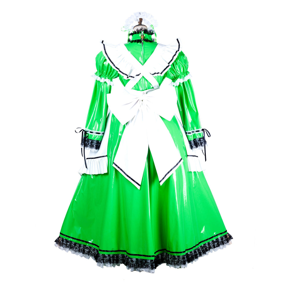 green thin pvc dress G1806