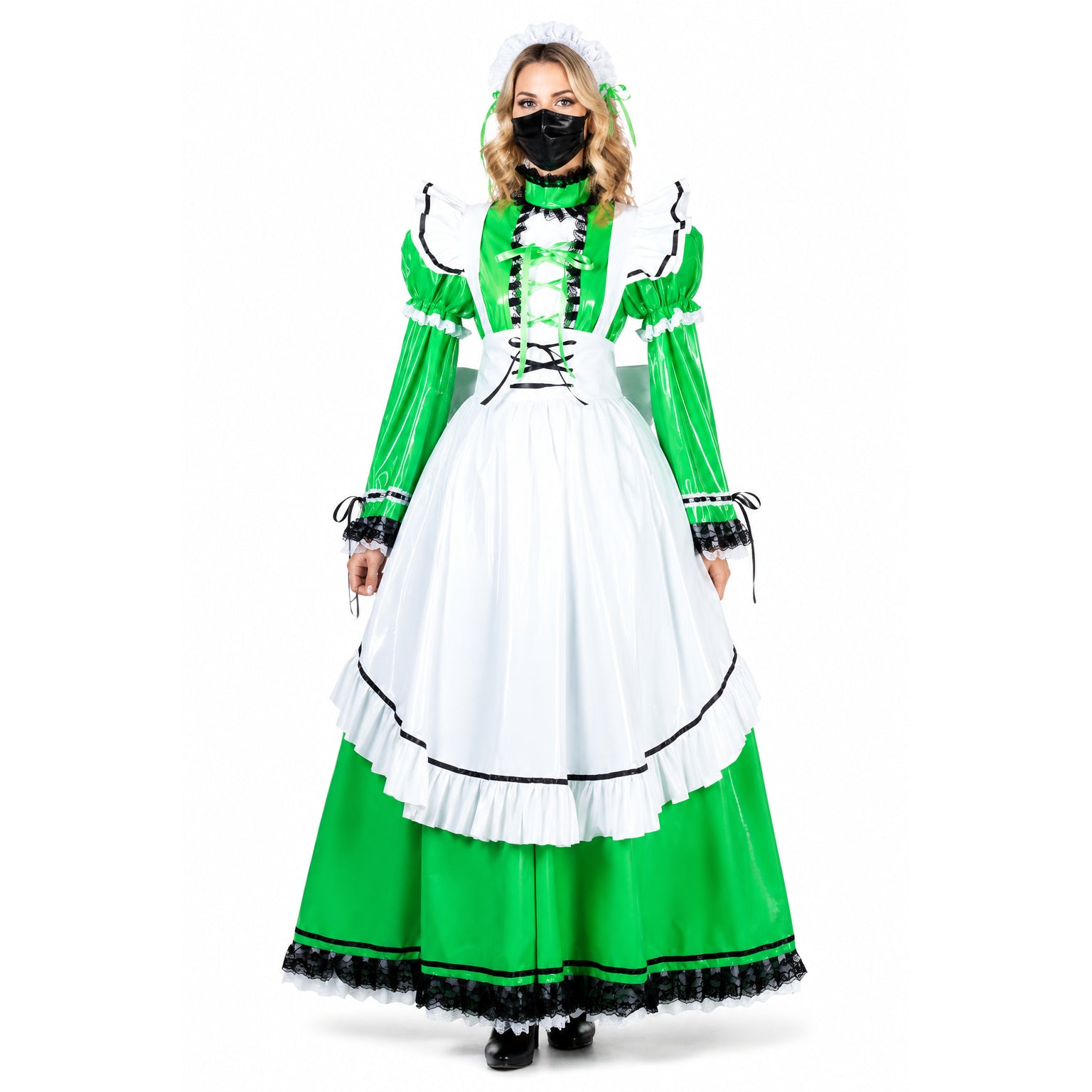 green thin pvc dress G1806