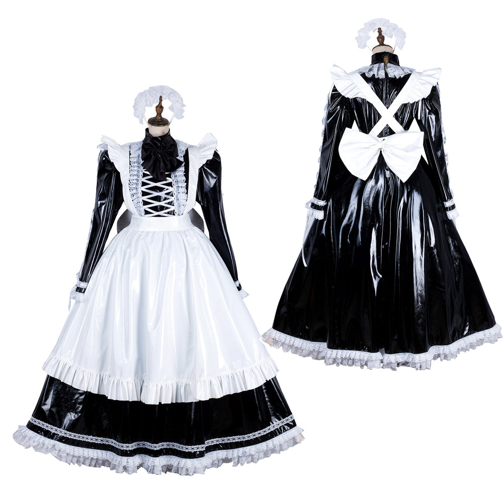 black thin pvc dress G1807