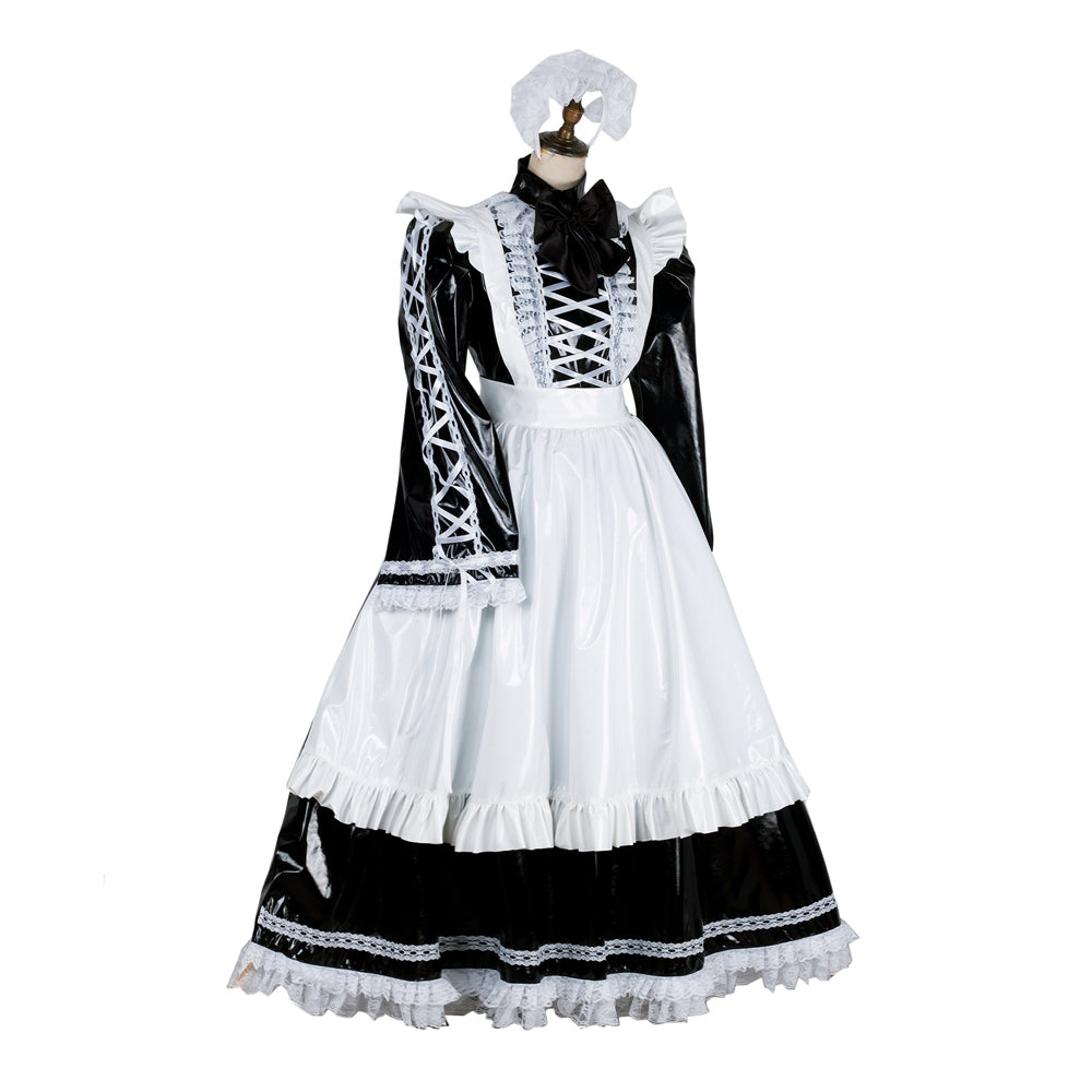 black thin pvc dress G1807