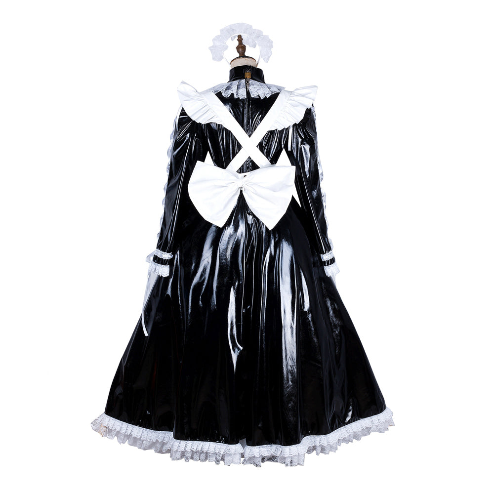 black thin pvc dress G1807
