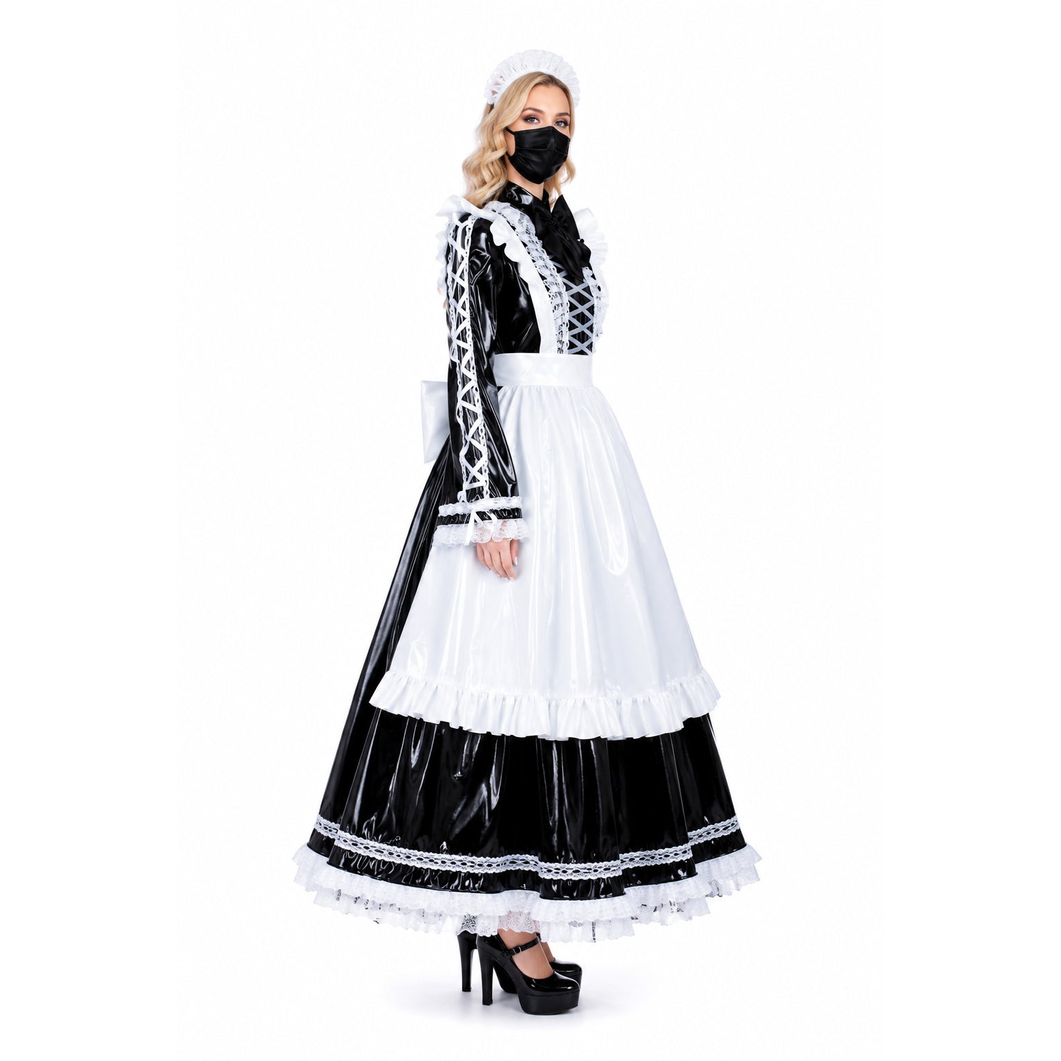 black thin pvc dress G1807