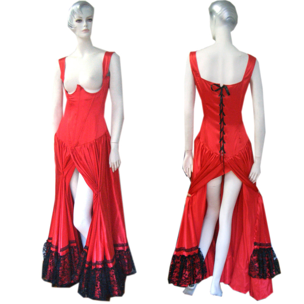 Red Satin Corset Burlesque Gown G190