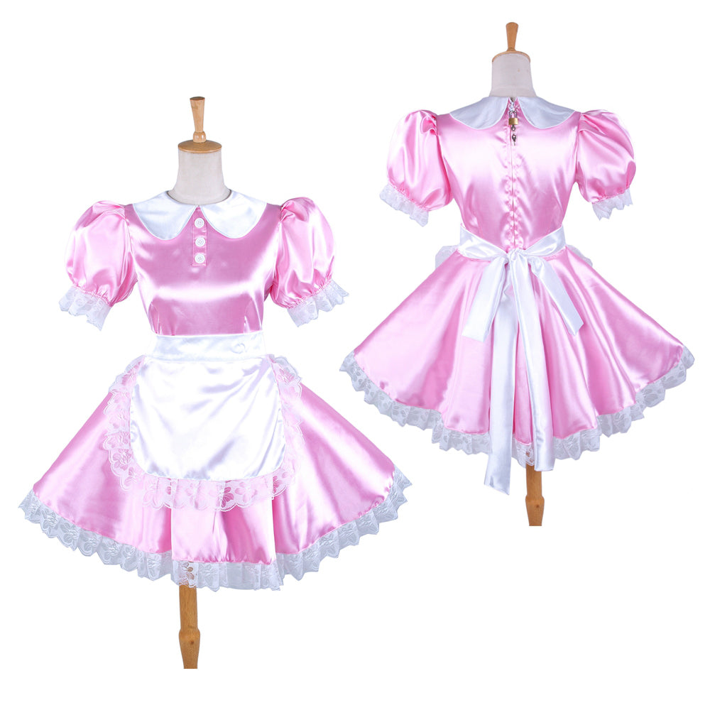 pinkfarbenes Satinkleid G192