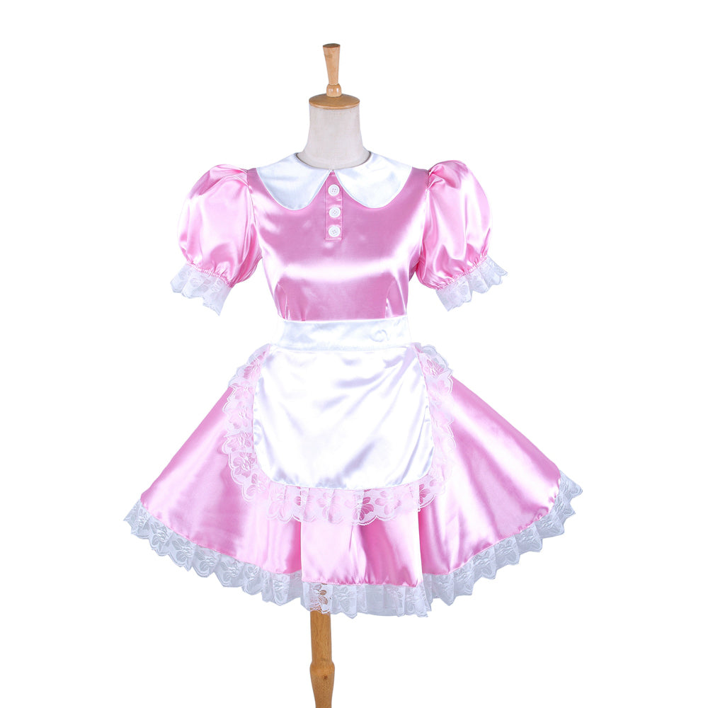 pinkfarbenes Satinkleid G192