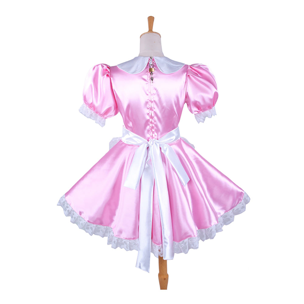 pinkfarbenes Satinkleid G192
