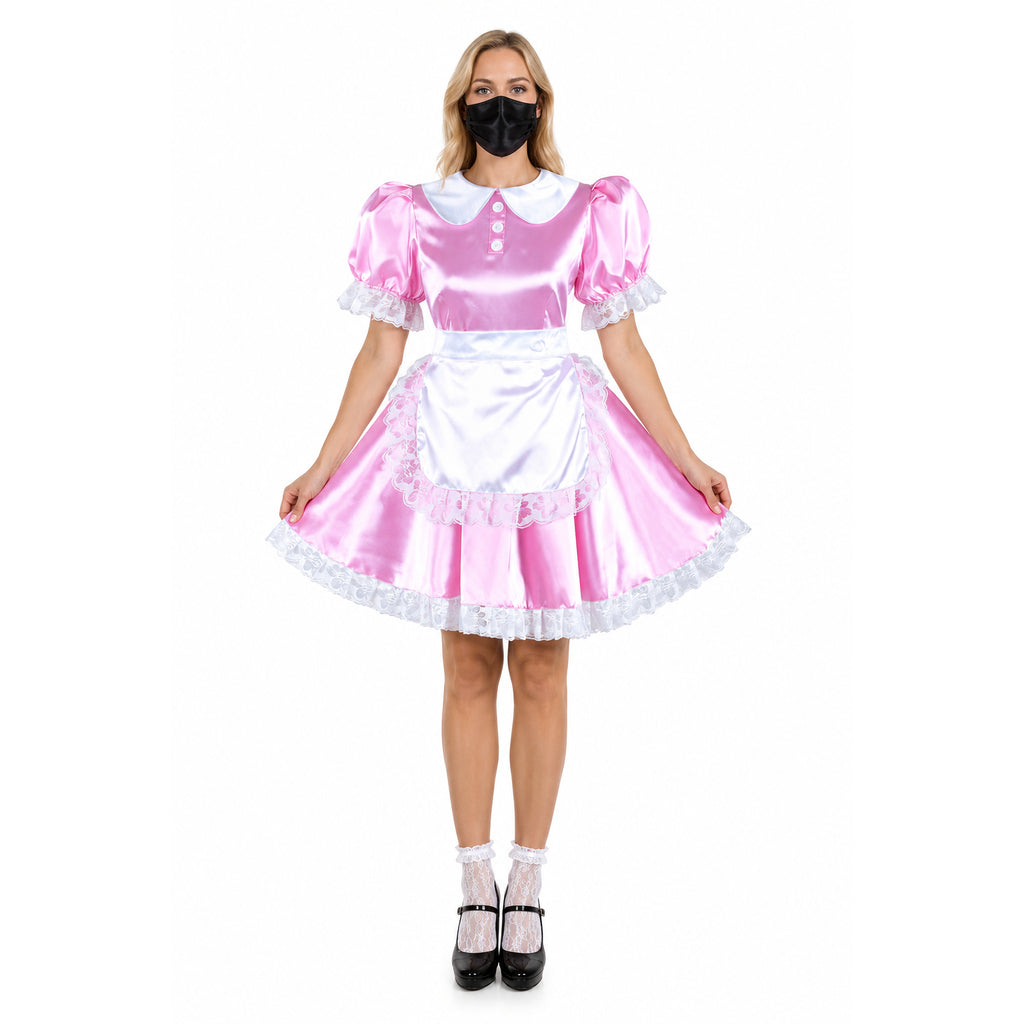 pinkfarbenes Satinkleid G192