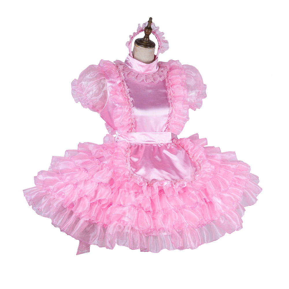 pink organza satin dress G1988