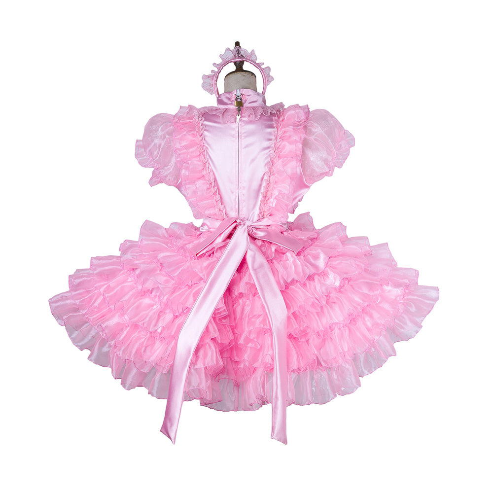 pink organza satin dress G1988