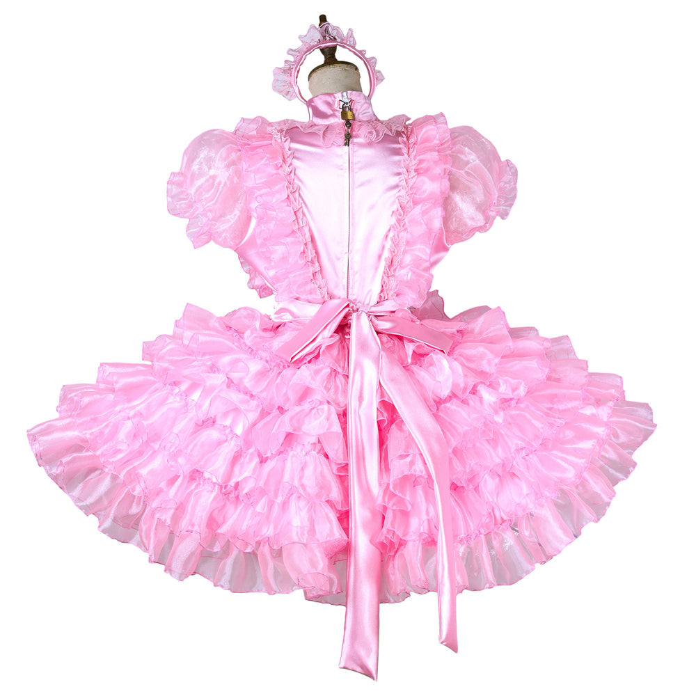 pink organza satin dress G1988
