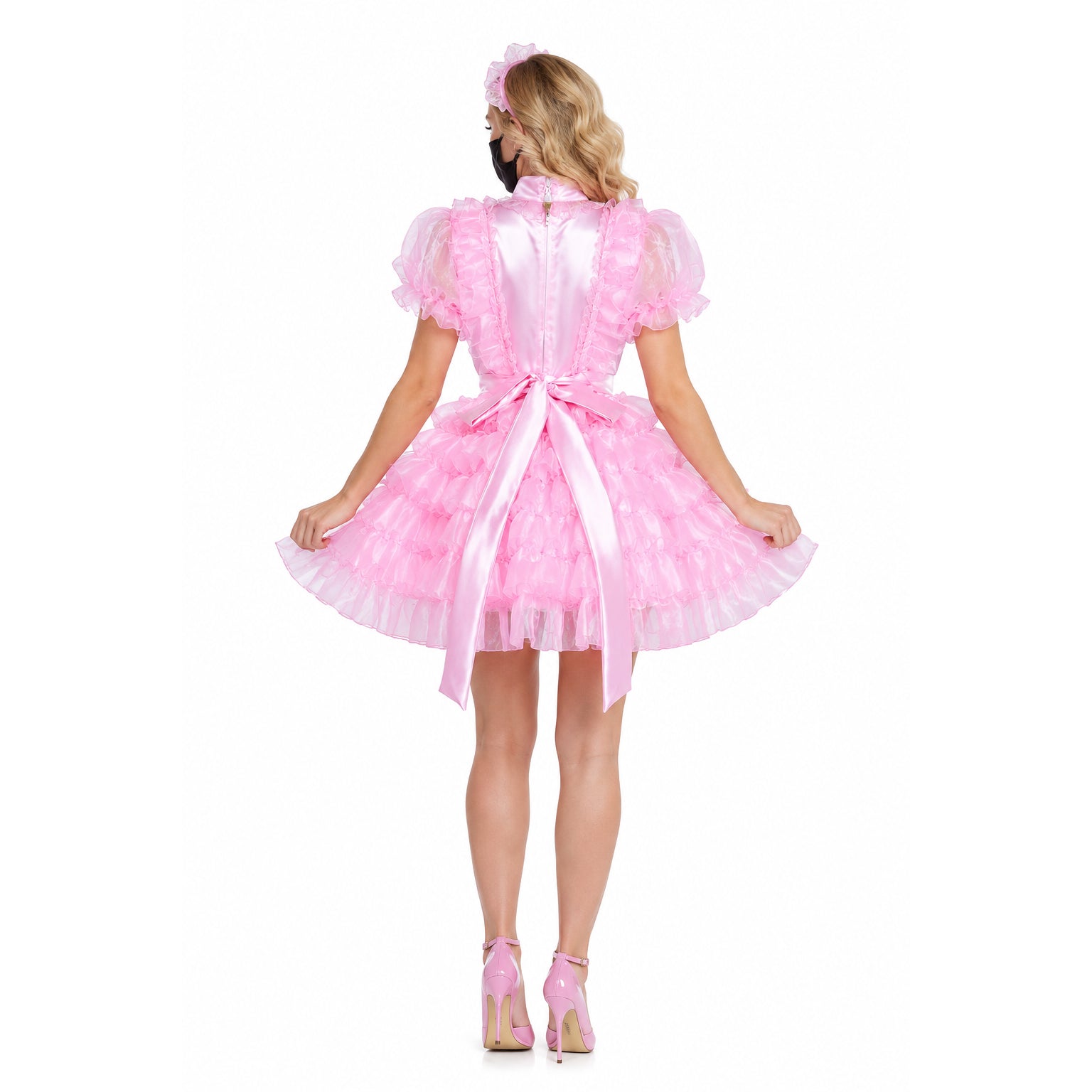 pink organza satin dress G1988