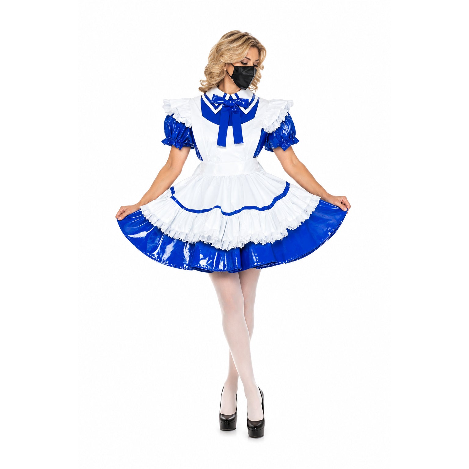 blue thin pvc dress G1991
