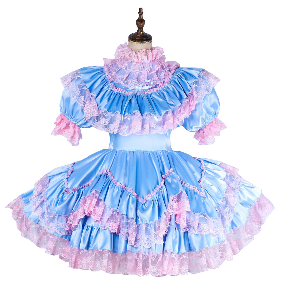 baby blue satin dress G1992