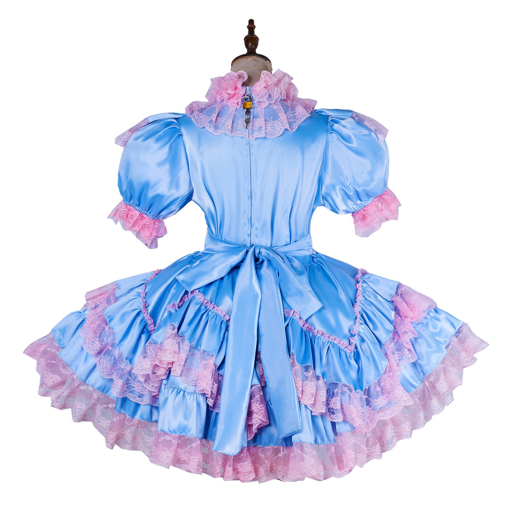 baby blue satin dress G1992