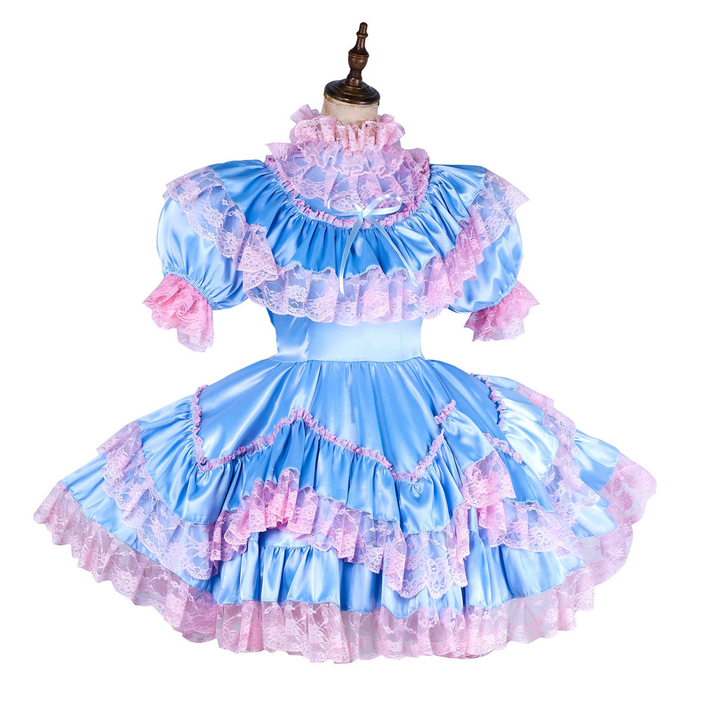baby blue satin dress G1992