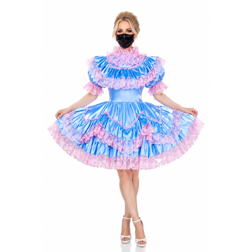 baby blue satin dress G1992