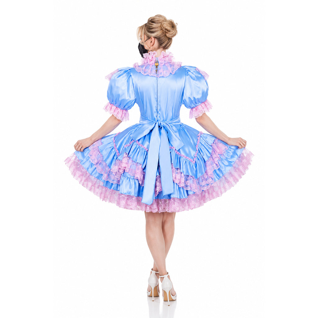 baby blue satin dress G1992