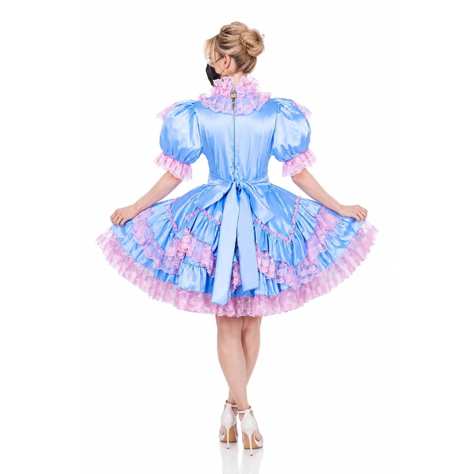 baby blue satin dress G1992
