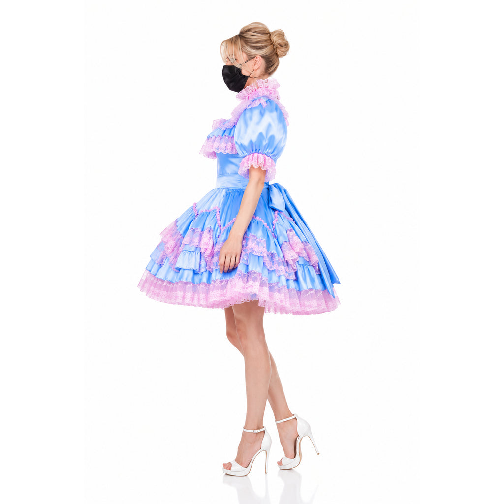 baby blue satin dress G1992