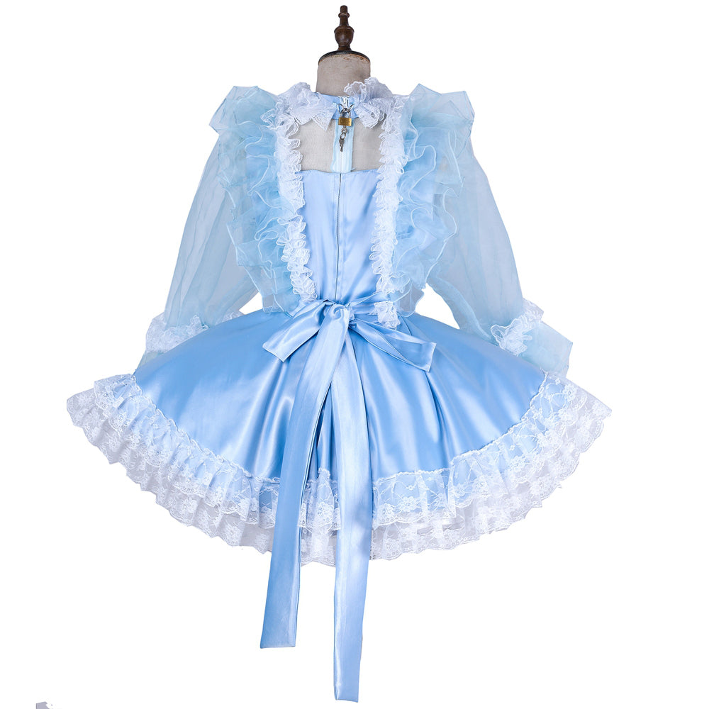 baby blue satin dress G1995