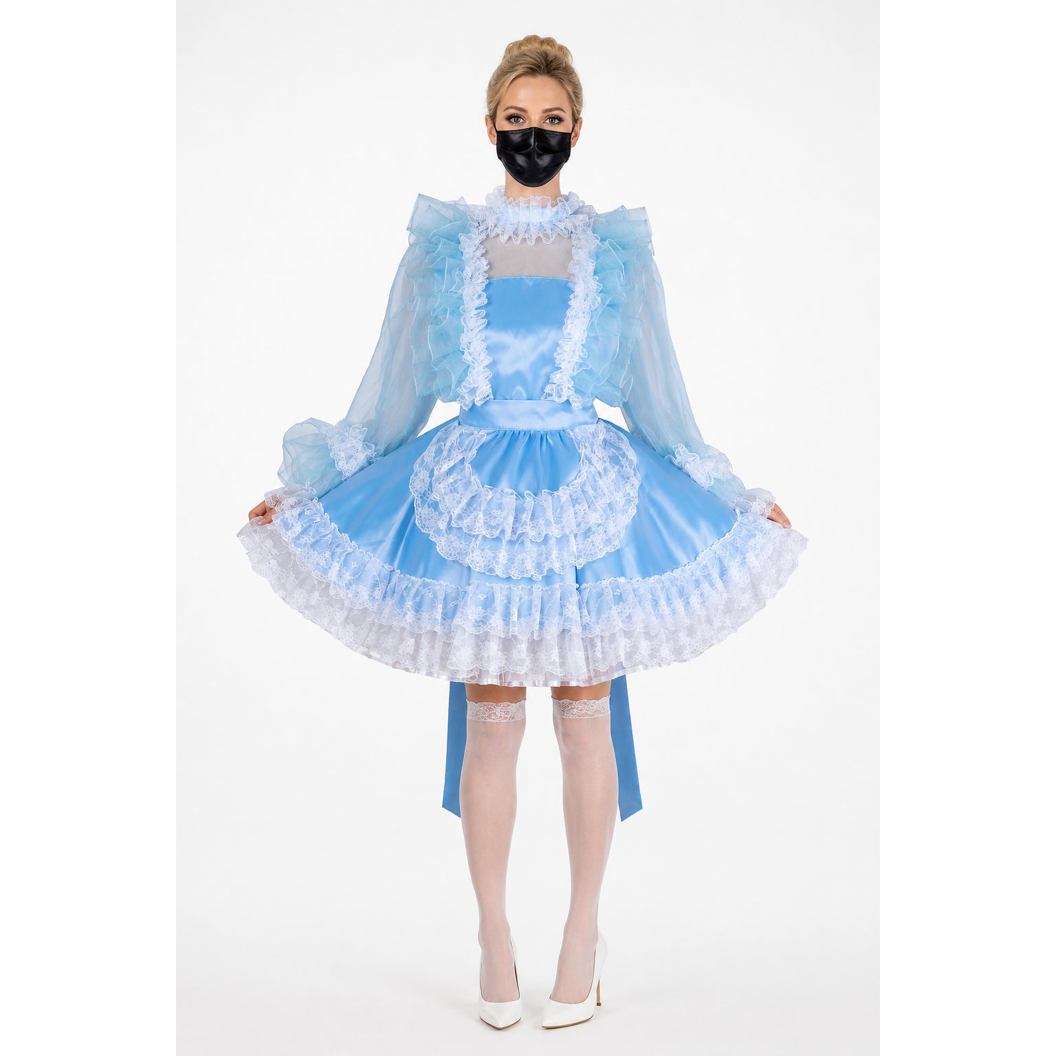 baby blue satin dress G1995