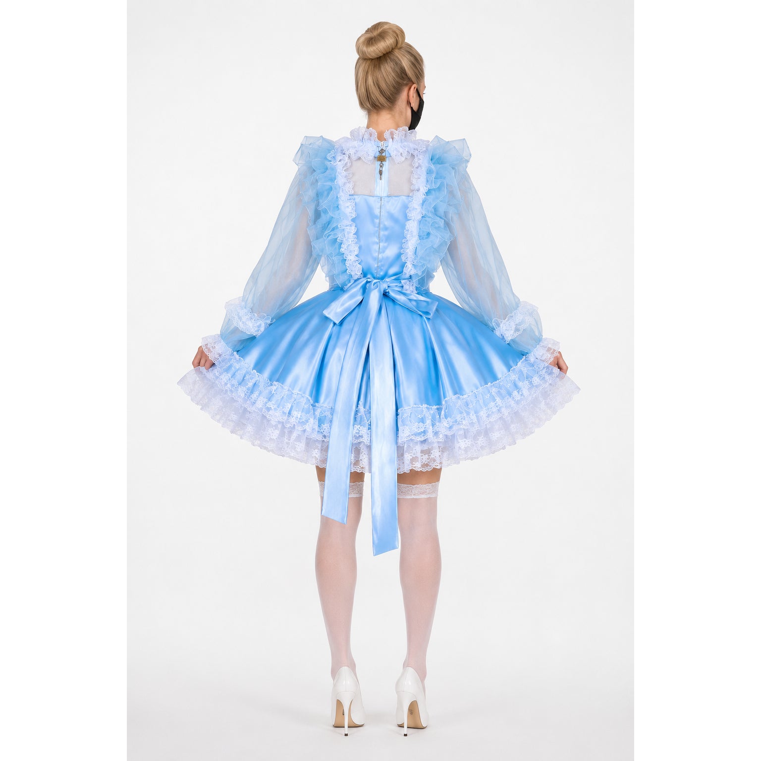 baby blue satin dress G1995