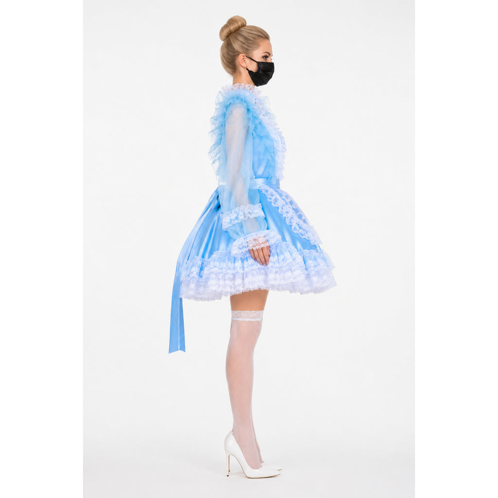 baby blue satin dress G1995