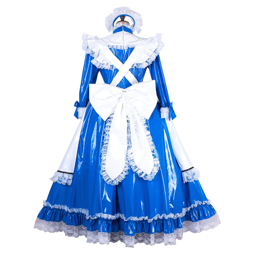blue thin pvc dress G1996